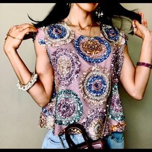 Corey Lynn Calter Pastel Sequin Blouse